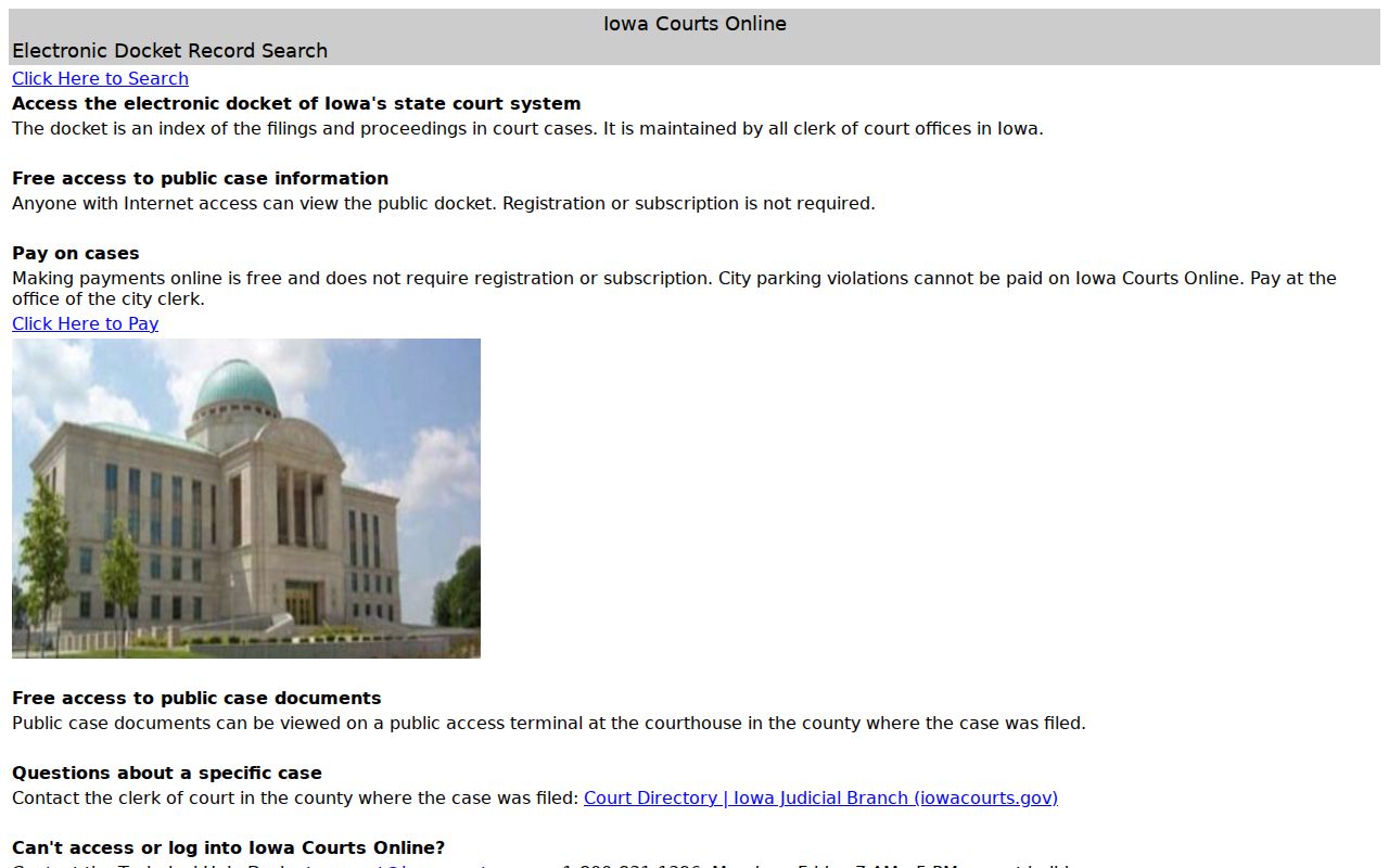 Fayette County criminal court cases search in Iowa Courts Online