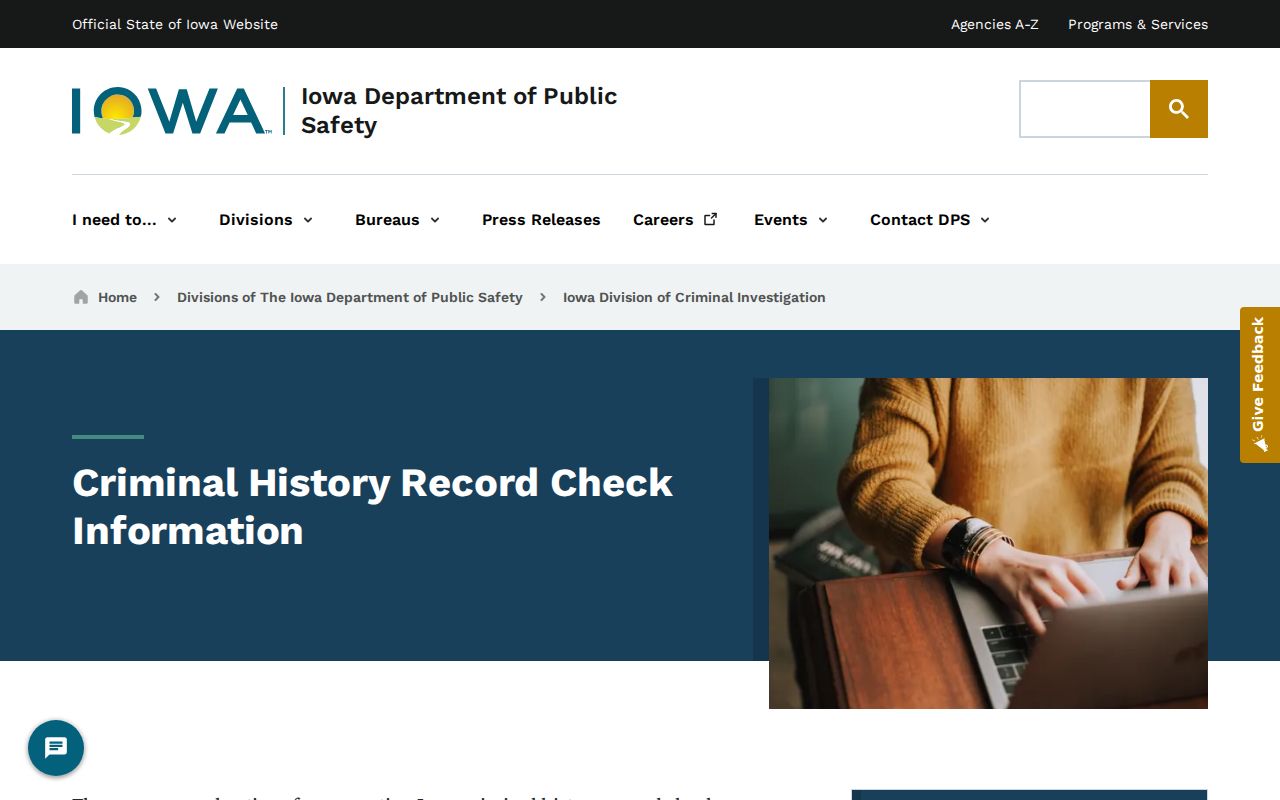 Fayette County criminal history Iowa DCI record check