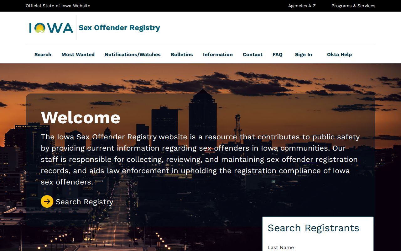 Official Iowa registry for a Fayette County sex offender search